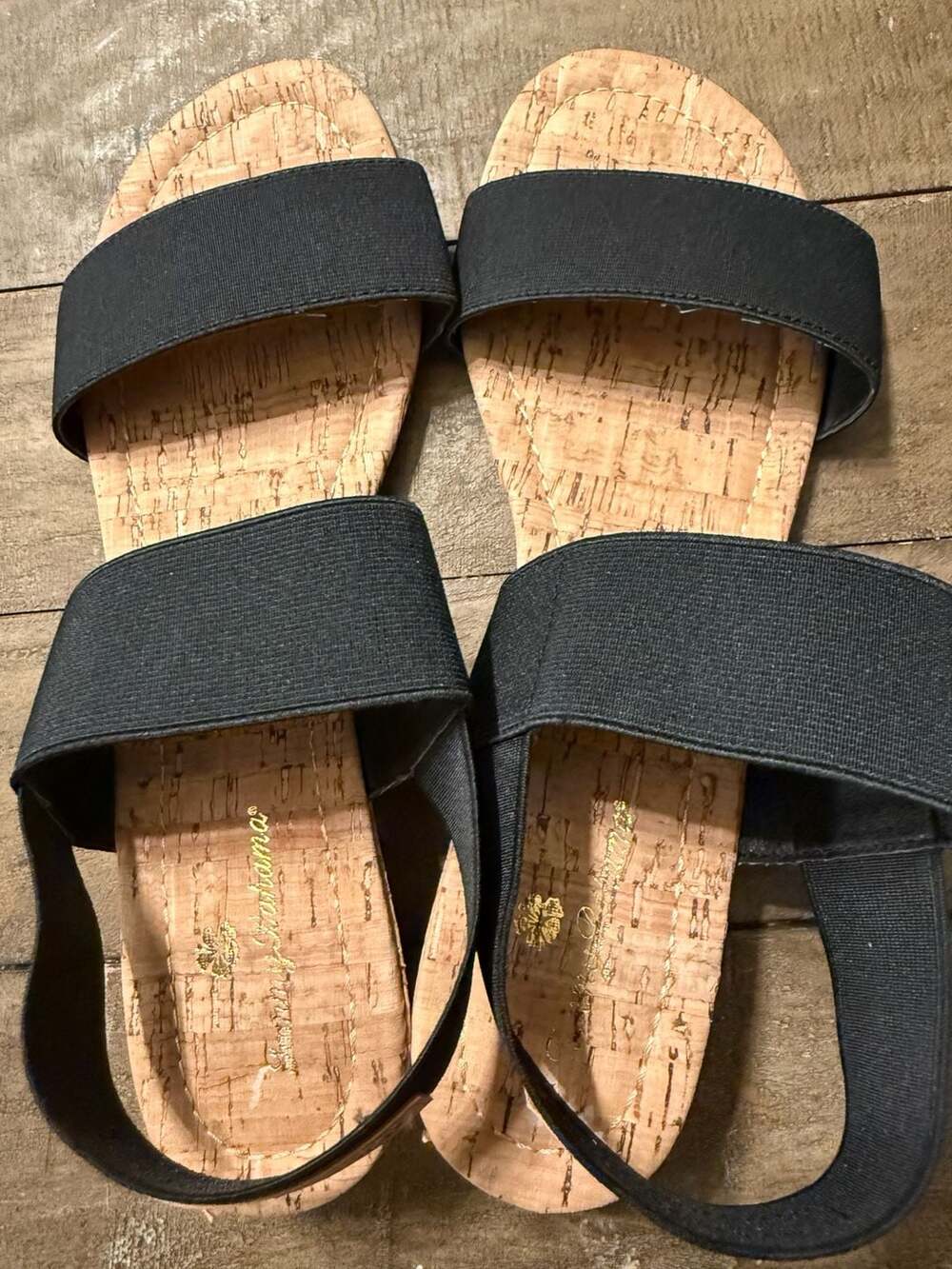 Tommy Bahama Dallis Black Elastic Wedge Sandals